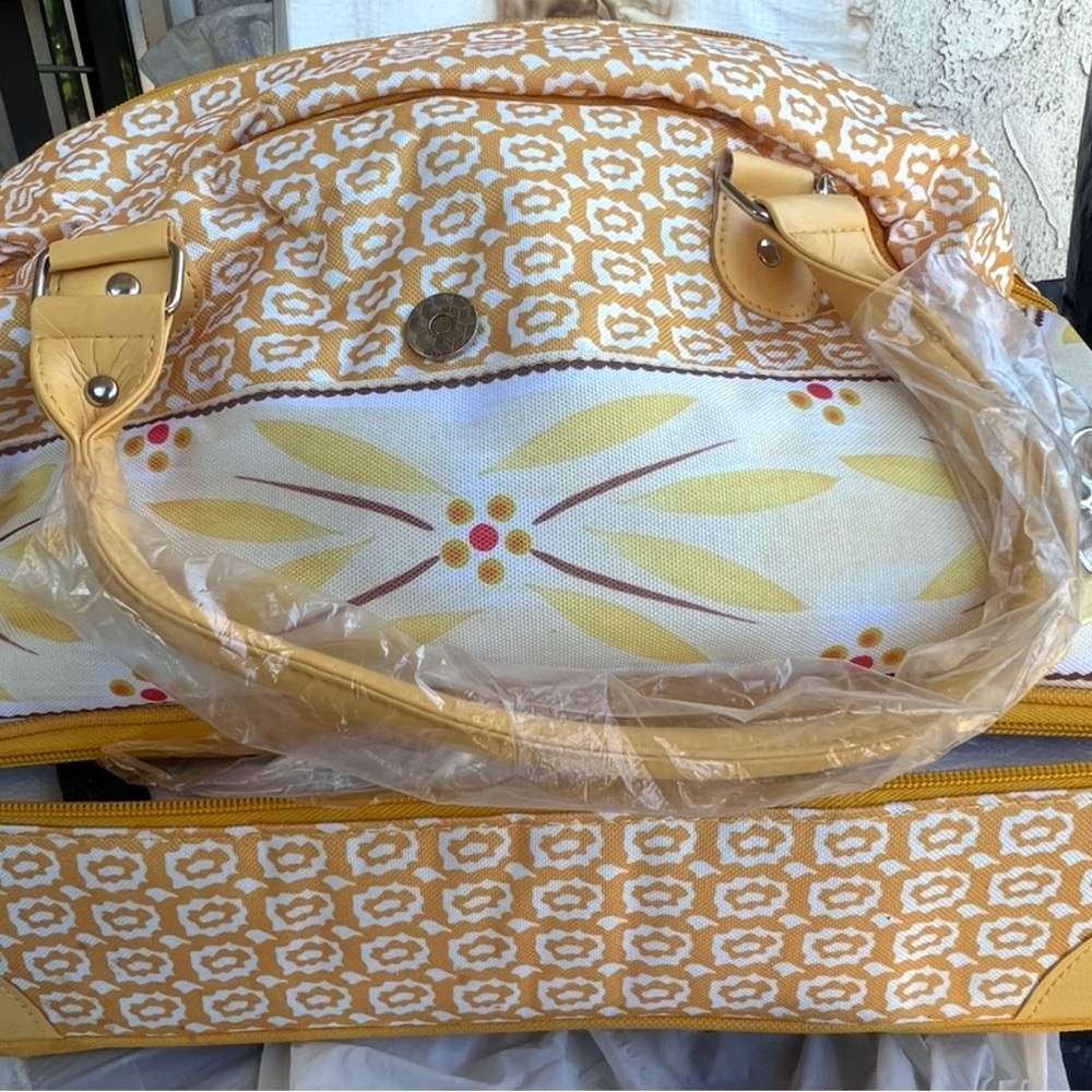 Temptations Yellow and Cream Floral Storage Bag